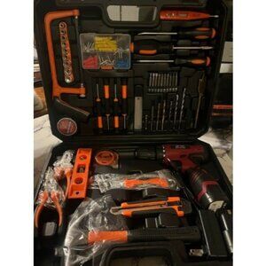 108 Piece Power Tool Combo Kits with 16.8V Cordless Drill, Household Tools Set